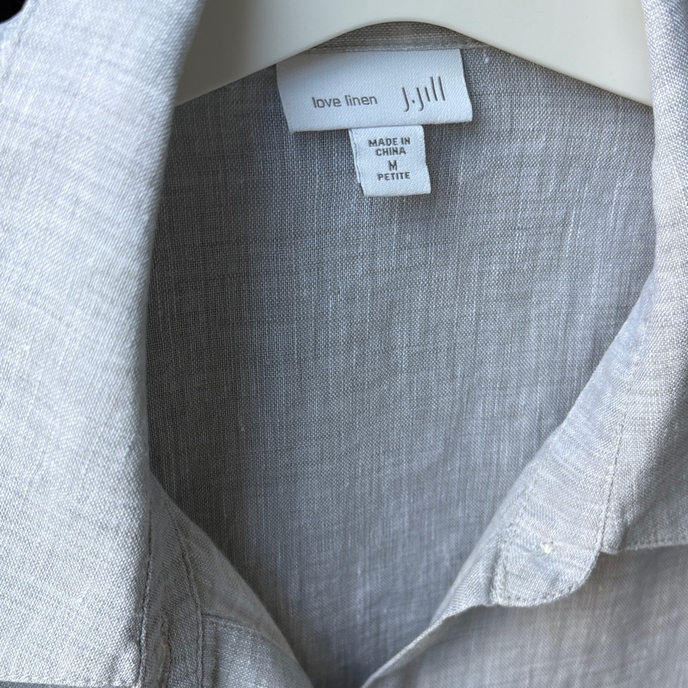 J. Jill Light Gray Linen Shirt - Picture 2 of 7